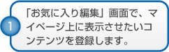 「お気に入り編集」画面で、マイページ上に表示させたいコンテンツを登録します。